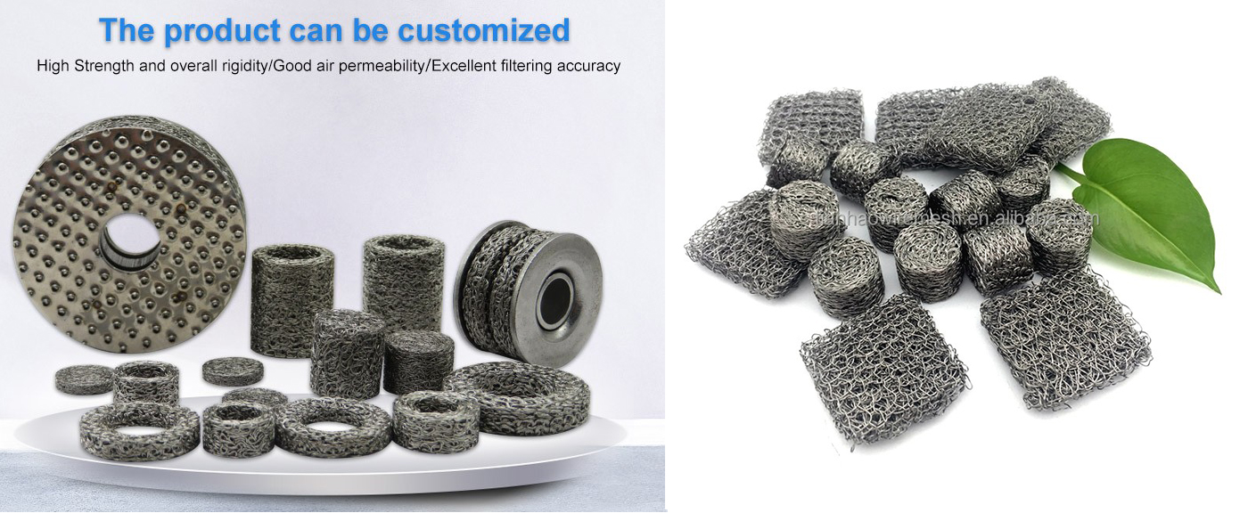 SS304 SS316 14 10 mm Snow Foam Lance Compressed Knitted Mesh Filter for Shock Absorption and Filter