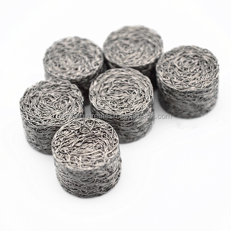 SS304 SS316 14 10 mm Snow Foam Lance Compressed Knitted Mesh Filter for Shock Absorption and Filter