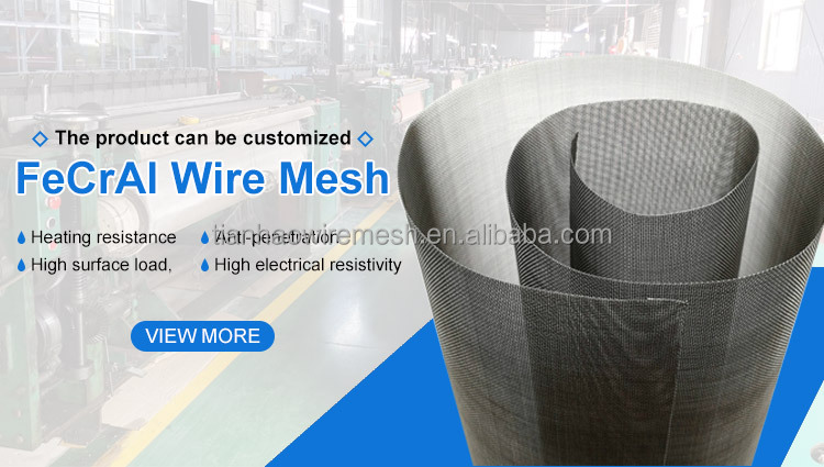30 40 50 60 Mesh Heating Resistance Metal Alloy Fireproof Screen FeCrAl Woven Wire Mesh for Furnace