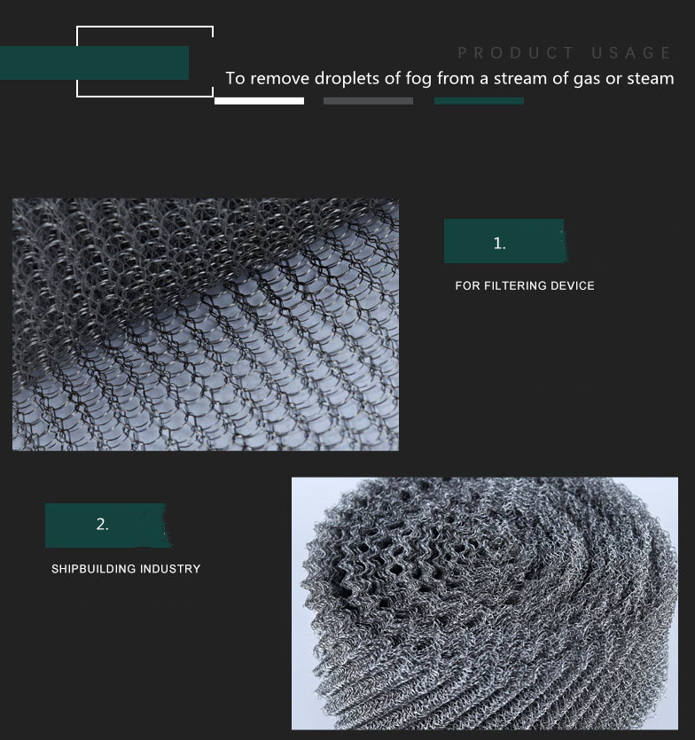 304 316 Stainless Steel Gas Liquid Filter Compressed Knitted Wire Mesh