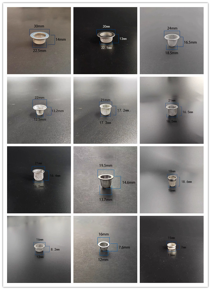 30 40 50 60 80 100 120 Mesh Stainless Steel Wire Mesh Bowl Filter Cap / Bowl Metal Filter Screen