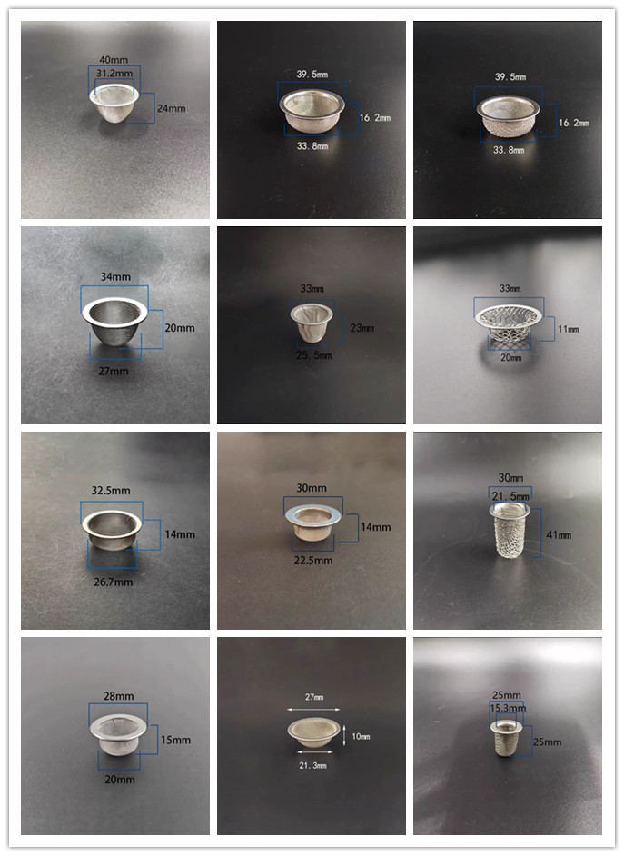 30 40 50 60 80 100 120 Mesh Stainless Steel Wire Mesh Bowl Filter Cap / Bowl Metal Filter Screen